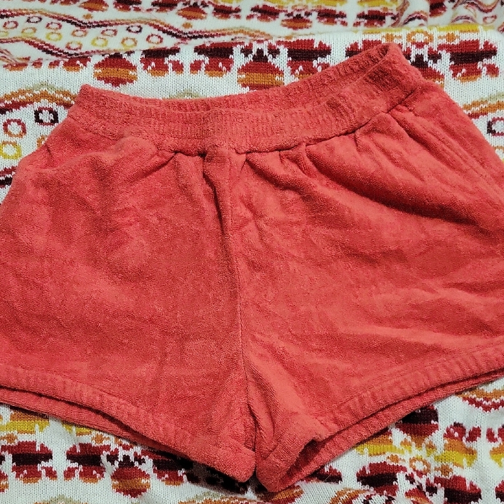 Terry Toweling Women's M Orange Terry Cloth Shorts
